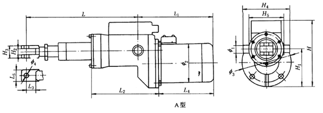 DG型電動(dòng)推桿A型外形尺寸