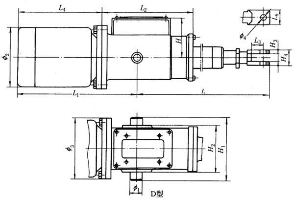DG型電動(dòng)推桿D型外形尺寸
