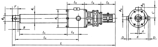 DTT型電動推拉桿外形尺寸