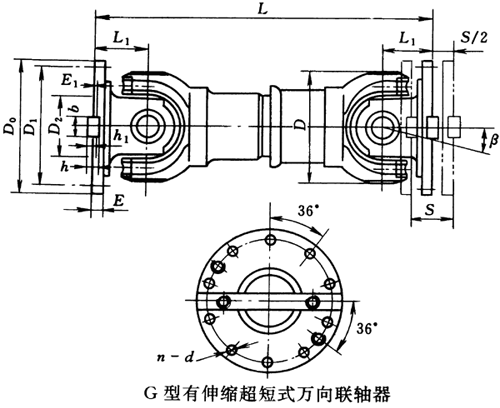 G型有伸縮超短式萬向聯(lián)軸器(JB/T3241-91)