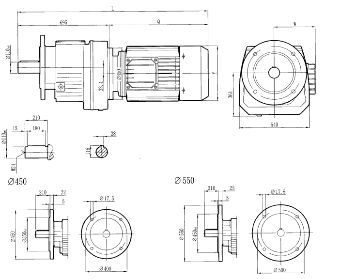 RCF147..型硬齒輪減速機安裝尺寸圖