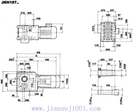 JK系列減速電機外形安裝尺寸