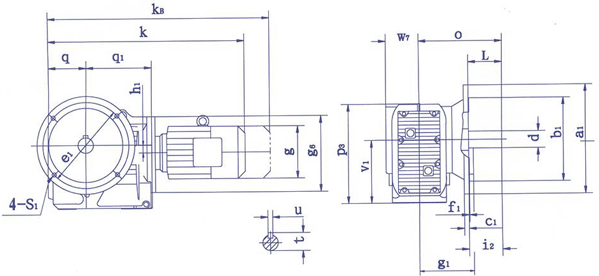 QSH系列斜齒-圓錐齒輪減速電機(jī)B5法蘭安裝尺寸
