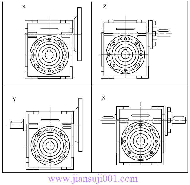 WWJ系列蝸桿減速器輸入及輸出型式代號(hào)