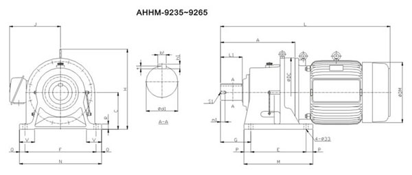 ADC系列擺線減速機(jī)尺寸圖表AHHM-9235~9265
