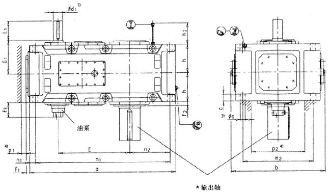 平行軸齒輪箱二級(jí)傳動(dòng)立式安裝(類型H2.V)