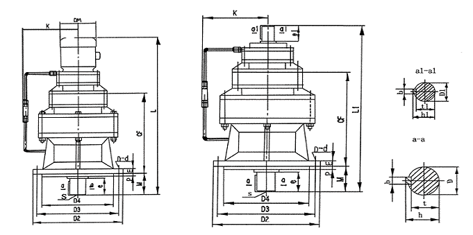 ZG系列鋼鐵公司專用行星擺線針輪減速機外形尺寸(雙級)