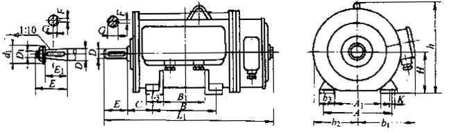 JZ2-H系列電動(dòng)機(jī)起貨交流三相異部電動(dòng)機(jī)外形及安裝尺寸