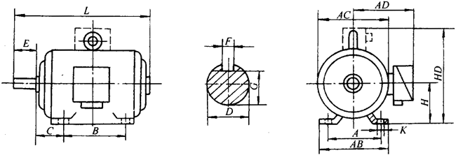 Y系列(IP23)三相異步電動機(jī)外形及安裝尺寸(H160~280mm)