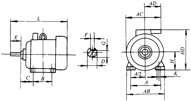 YB系列中型低壓隔壁爆型三相異步電動(dòng)機(jī)外形及安裝尺寸