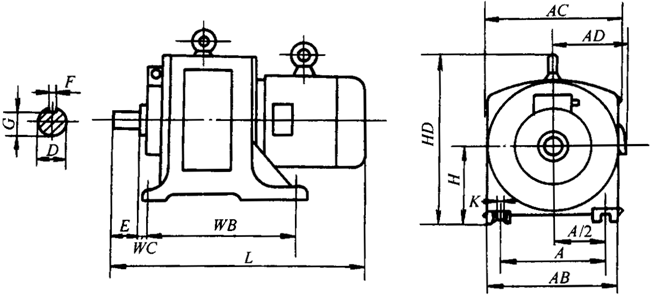 YCTF系列風(fēng)機(jī)、泵用電磁調(diào)速異步電動(dòng)機(jī)外形尺寸(H100~355mm)
