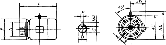 YTPS系列交流變頻調(diào)速三相異步電動(dòng)機(jī)外形尺寸(H80~200mm)