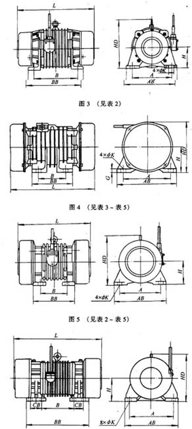 YZO系列振動電動機(1~140KN)外形尺寸